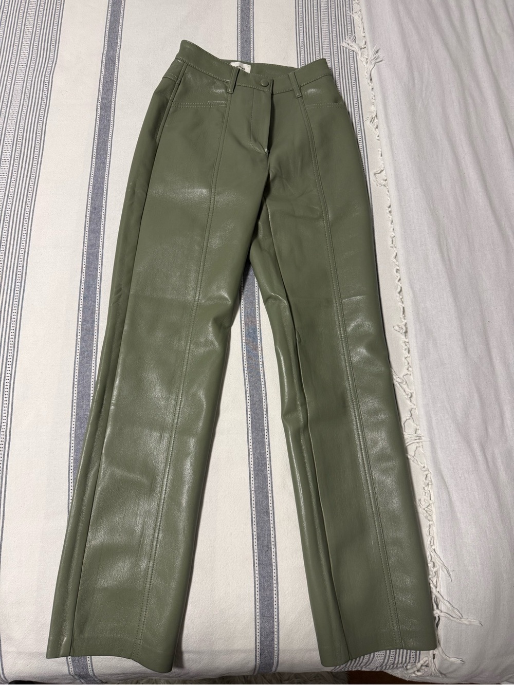 Wilfred sage green faux leather pants